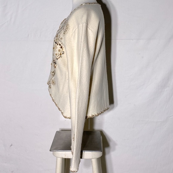 Mac & Jac Ivory Wool Cardigan With Gold  Decorations And Trim L - Picture 8 of 16